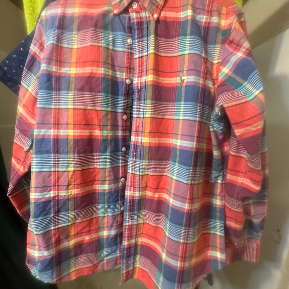 Polo by Ralph Lauren Red and Blue Plaid Casual Button Down Shirt